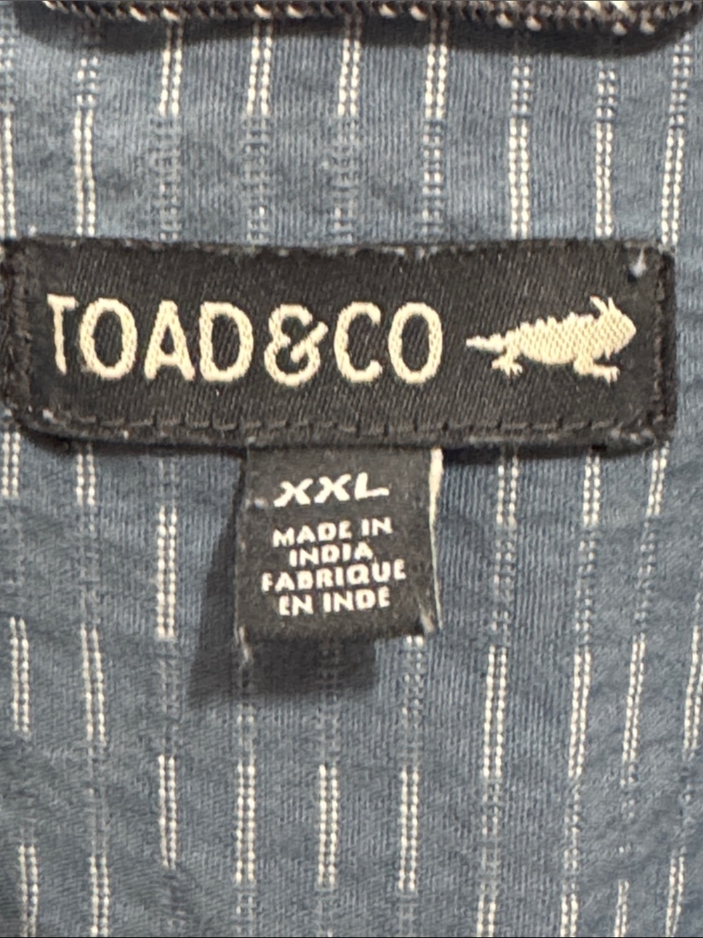 Toad&Co Organic Cotton Short Sleeve Shirt XXL Blue Textured Button‎ Up - Picture 4 of 6